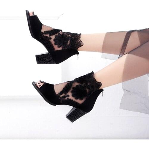 Summer mesh Peep Toe sandals sexy heels single shoes women shoes 2019 spring summer party dress shoes Y10010