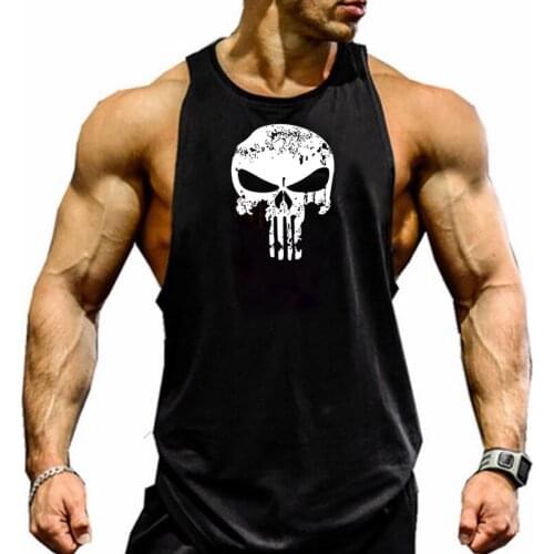 Mens skull print tank top, fitness and bodybuilding gorilla costume tank top, free shipping, 2021