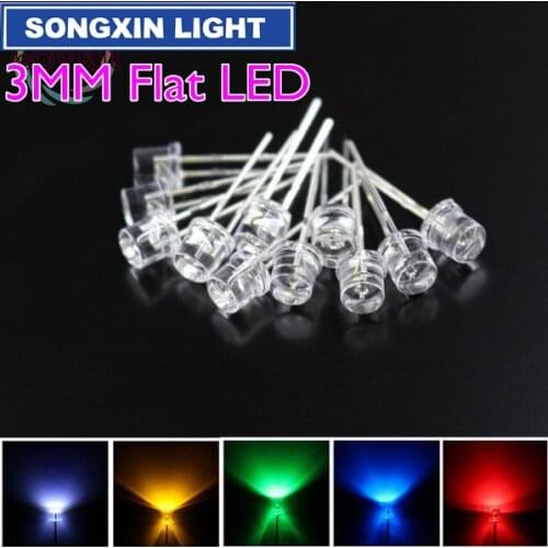 XIASONGXIN LIGHT 5Valuesx100pcs=500pcs 3mm White/Blue/Red/Green/Yellow Flat Top Ultra Bright Wide Angle LEDs Diode kit