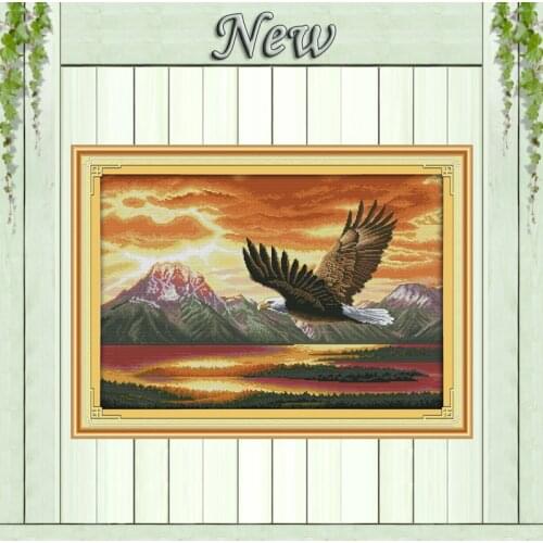 The flying eagle,Counted Printed on fabric DMC 11CT 14CT Cross Stitch kits,Needlework Sets all for Embroidery,Animal Home Decor