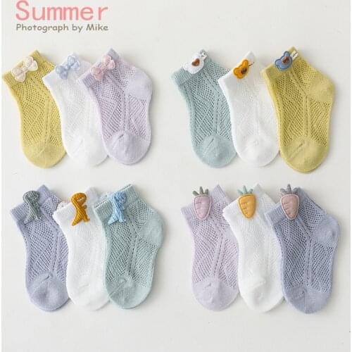 5 Pairs/lot Childrens socks soft cotton breathable girls' socks three-dimensional cartoon printing socks infants and toddlers