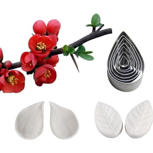 2021 New Simulation Frangipani Leaf Mold Begonia Embossing Fondant Cake Silicone Molds Stainless Steel Leaf Cutting Die Mould