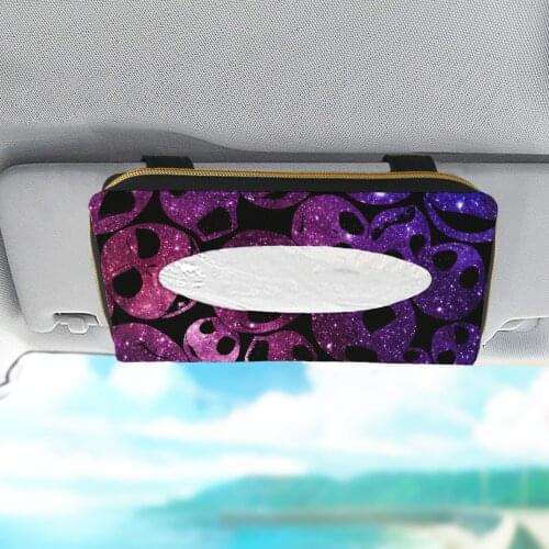 New Nightmare Pattern Car Tissue Box Car Sun Visor PU Leather Tissue Box Holder Auto Car Interior Storage Decoration Accessories