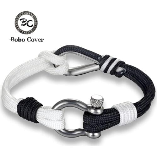 Bobo Cover New arrival Fashion Navy Style Stainless steel Survival Bracelets Men Sport Anchor couple bracelets bangles for women