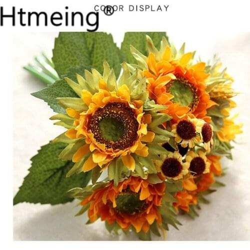 SunflowerArtificial Flowers Wedding Bouquet Bridesmaid Bouquets Yellow Artificial Field Flowers Bridal Country Rustic Wedding