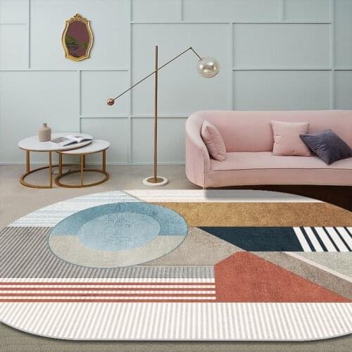 Light Luxury Nordic Oval Carpets for Living Room Thick Bedroom Rugs Winter Warm Bedside Floor Mat Girl Kids Carpet Rug