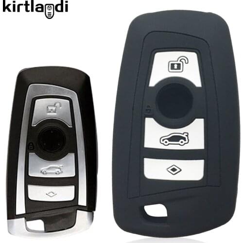Silicone Car Key Case Cover for BMW CAS4 F 3 5 7 Series E90 E92 E93 X5 F10 F20 F30 F40 3/4 Button Car Keychian Holder Cover Skin