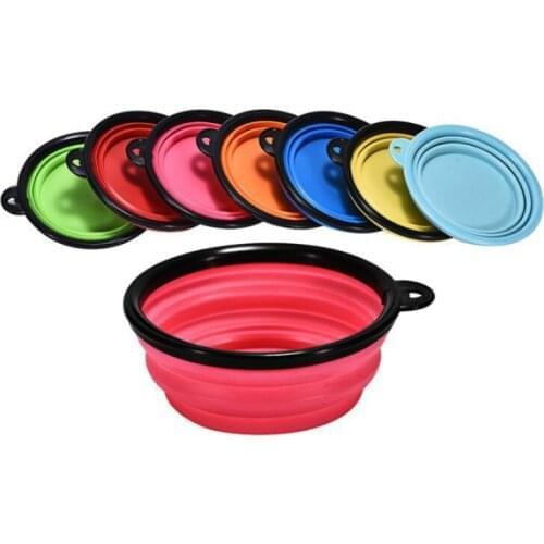 Pet folding bowl comes with portable silica gel dog bowl hot style custom pet supplies