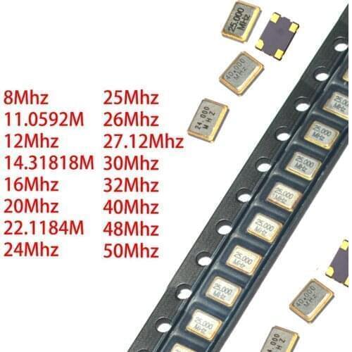 SMD-5032 4P SMD 5x3.2 active crystal oscillator 1M 4M 8M 10M 12M 16M 20M 20.48M 22M 24M 24.576M 25M 26M 27M 32M 32.768M 40M 48M