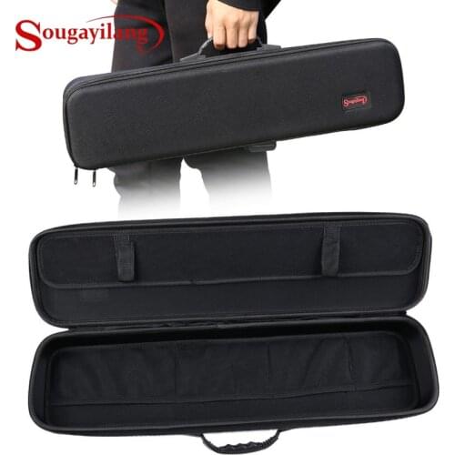 Sougayilang Portable Folding Fishing Rod Reel Bag Fishing Pole Gear Tool Carry Case Carrier Travel Black Hard Shell Fishing Bag