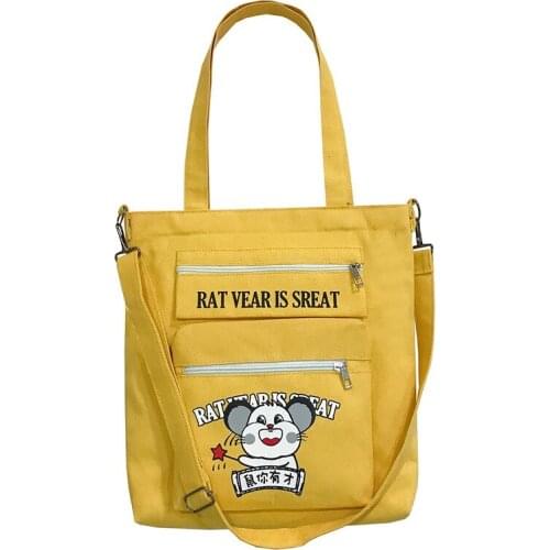 PURFAY Capacity Canvas Women Shoulder Bag Zipper Pocket Cotton Tote Shopper Bag Eco Reusable Shopping Bag Handbag ClothMessenger