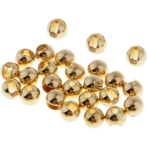 25pcs Slotted Tungsten Fly Tying Beads 2.8mm Nymph Head Ball Fast Sinking Nymph Eyes Gold Fly Tying Materials Fishing Accessory