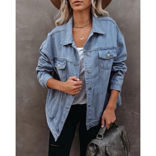 Womens Spring And Summer Denim Casual Jacket Coat Turn-down Collar Female Outerwear Woman Jeans Coat