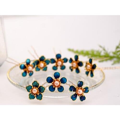 3 Pcs Gold Hairpins Pearls Wedding Hair Accessories Flower Women Hair Clips Heart Headpiece Bridal Head Jewelry Ornaments Cheap