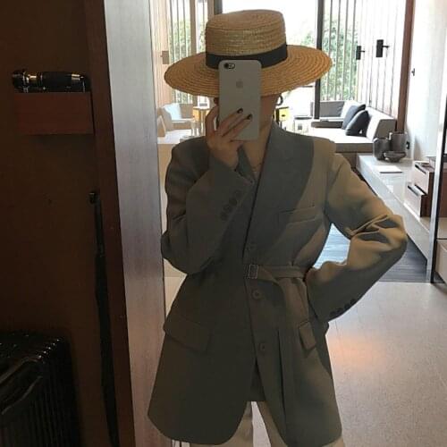 Women Women Blazer Blue 2021 Spring Autumn New Arrivals Notched Collar Full Sleeve Solid Pattern Pockets Button