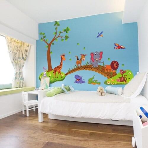 Animal crossing bridge wall stickers PVC Material DIY Wall Poster for Kids baby room kindergarten Decoration murals