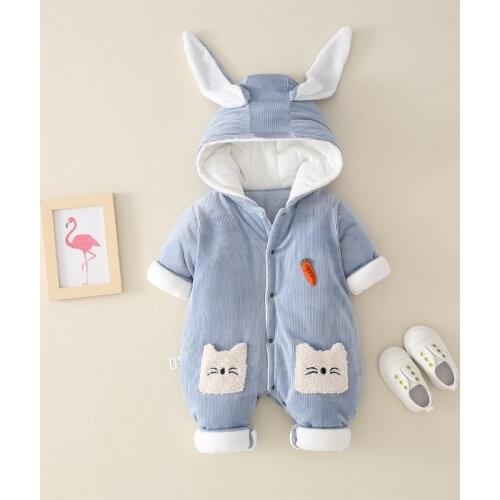 Winter Rabbit Thick Cotton Outfits Girl Baby Bodysuits Girl Baby Bodysuits New Born Baby Items Piece Tracksuits for Newborn