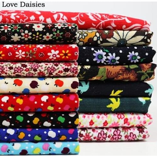 100% cotton pastoral red beige pink brown fushcia green small flower slim Corduroy soft fabric for DIY apparel dress shirt craft