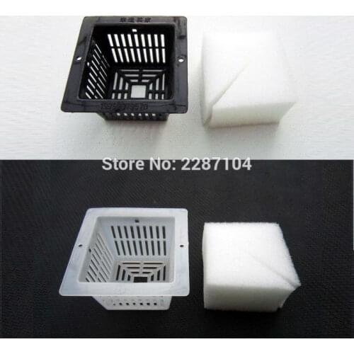 10X Black Square Mesh Pot Net Cup Basket + Clone Cloning Collar Foam Insert Hydroponic Plant Leafy Vegetable Grow D 43*43mm