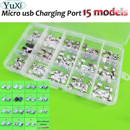 15Models, 150pcs/lot Micro Mini USB Jack Connector Tail Charging Socket for samsung I9000 N7000 for sony for lenovo Type+box
