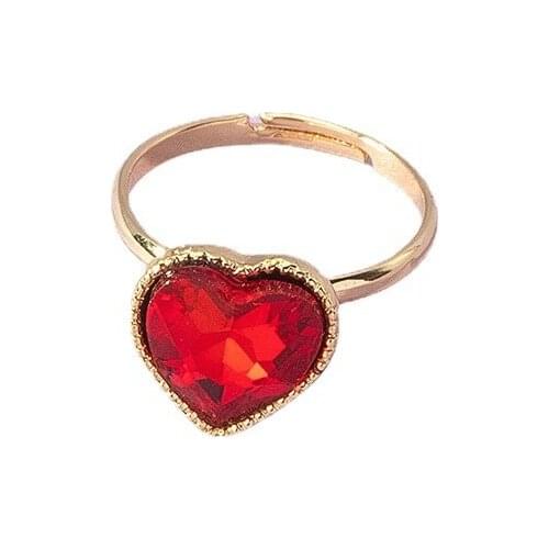 2021 Ins Trendy Gold Red Acrylic Heart Irregular Minimalism Finger Rings Korean Fashion Women Party Jewelry