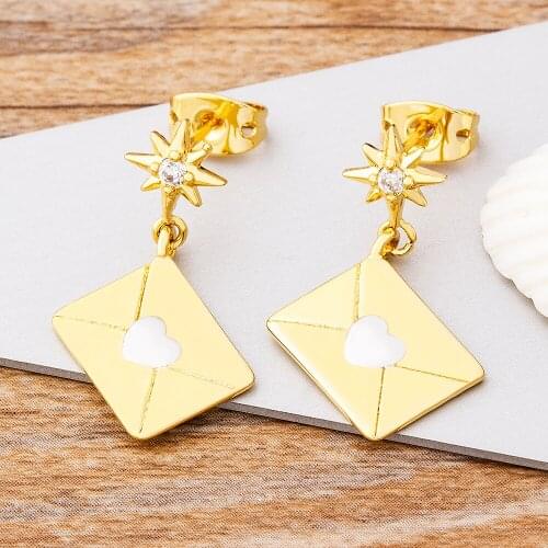 2021 New Design Drop Earrings Love Envelope Cubic Zirconia Statement Dangle Earring Trend Jewelry For Women Summer Beach Party