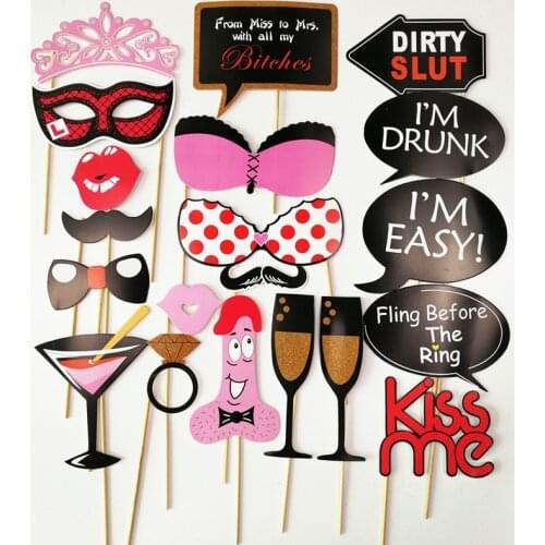 21X Photo Booth Props Adult Funny Mustache Kiss Me Lip Mouth Photobooth Props DIY Photo Booth Birthday Wedding Decor Hen Party