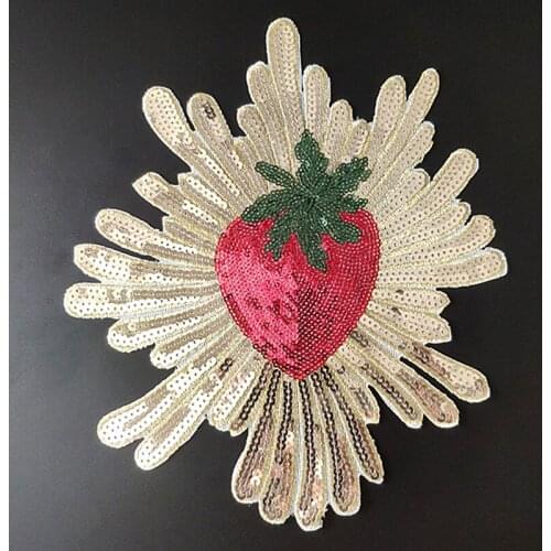 26CM Punk Strawberry Patch Diy Clothes Stickers Sequins Large Biker Badge Sew On Patches For Clothing Strange Things Christmas