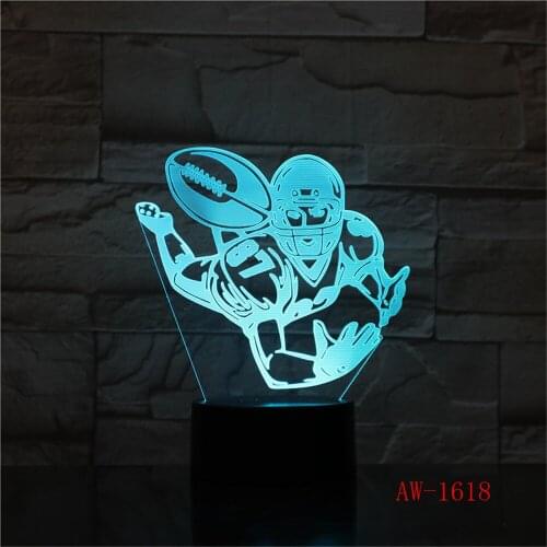 3D Visual Led Rugby Nightlight For Kids Touch Usb American Football Modeling Desk Lamp Baby Sleep Light Fixture Decor AW-1618