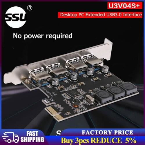 4 Port USB 3.0 PCIe Expansion Card PCI Express PCIe USB Hub Adapter SSU U3V04S 4-port USB3.0 Controller