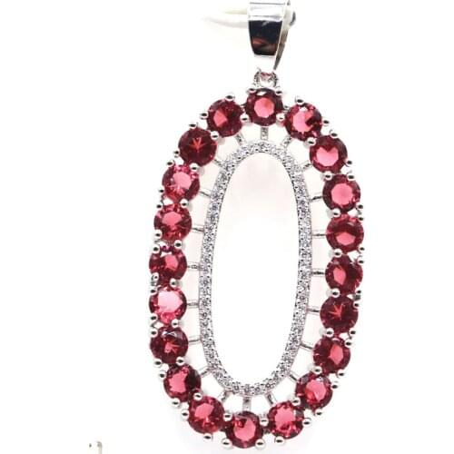 45x23mm SheCrown Infinity Anniversary Created Rhodolite Garnet Zircon Silver Earrings for Women Fine Jewelry Daily Wear