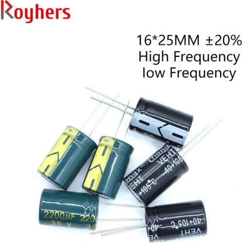 5Pcs 16*25 High Frequency Low ESR Aluminum Electrolytic Capacitor Kit 450V 100V 63V 35V 2200UF 470UF 68UF 33UF 22UF Assorted Set