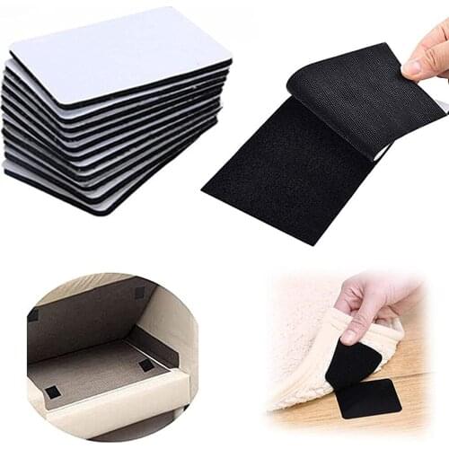 8Pcs Hook Loop Tape, 4 x 6 Inch Couch Cushion Non Slip Pads to Keep Couch Cushions from Sliding, Self Adhesive Non Slip Sticky