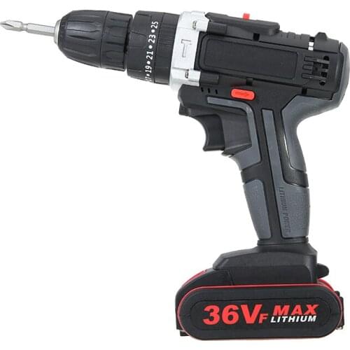 36V Rechargeable Electric Hammer Impact Drill 2 Speed Electric Cordless Screwdriver Drill Power Tool With Battery