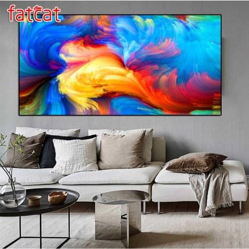 FATCAT Large size Diy Diamond Painting Abstract color cloud Full square round drill 5d Diamond Embroidery Mosaic Decor AE1094