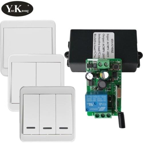 433Mhz wireless Wall Switch 315Mhz rf 86 wall panel transmitter Safety Switch and AC 110V 220V relay interruptor for Light Lamp
