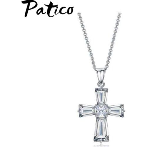 Korean Trend Fashion Cross Chain 925 Sterling Silver Pendant Necklaces Jewelry For Women Sweater Necklace Birthday Gift