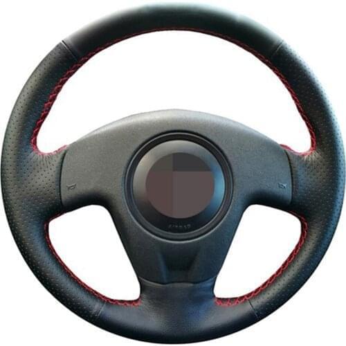 Car Steering Wheel Cover Black Hand-Stitched Artificial Leather For Seat Lbiza 2004 2006