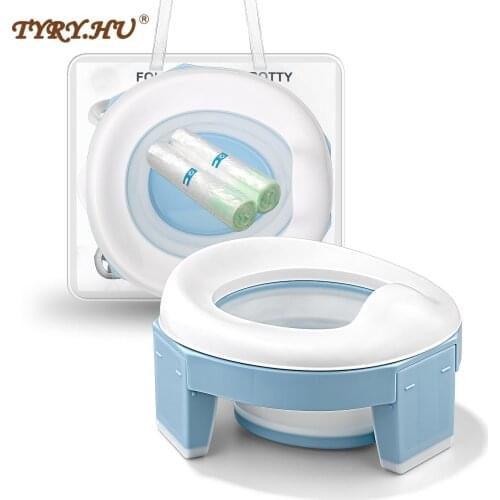 TYRY.HU Baby Pot Portable Silicone Baby Training Seat 3in1 Multifunction Travel Toilet Seat Foldable Children Potty With 20 bags