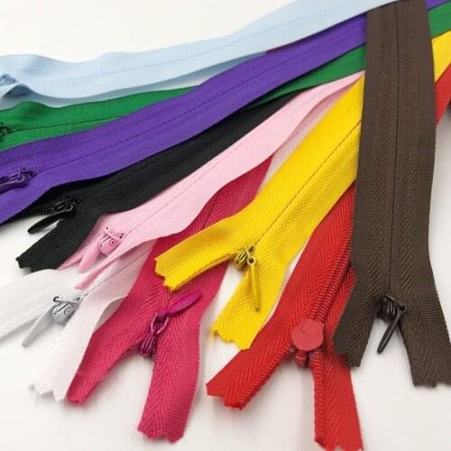 10pcs 3# 15cm Long Invisible Zippers Purple Orange Green Black DIY Nylon Coil Zipper For Sewing Clothes