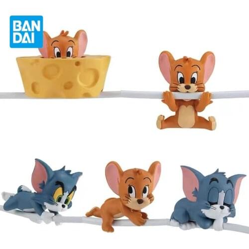 Bandai Tom and Jerry Figure Model Gacha Tom Jerry Hug Data Cable Anime Characters Japanese Animation Dolls Childrens Toys