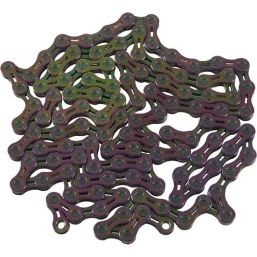 Hot-VG Sports 9 10 11 Speed Bicycle Chain Bike Chain Half Hollow Mountain Road Bike Chains Ultralight 116L Colorful MTB