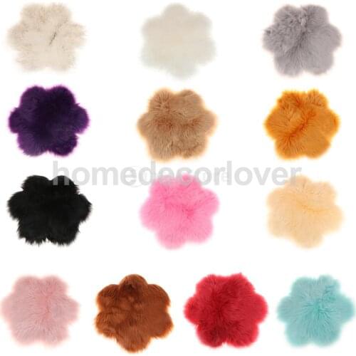 Faux Fur Sheepskin Chair Cover Seat Pad Soft Fluffy Shaggy Area Rugs For Bedroom Sofa Floor (Flower, 60 x 60 cm)