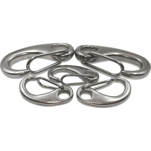 30/40/50/70/100MM 304 Stainless Steel Spring Carabiner Outdoor Living Egg Shape Spring Snap Hook Quick Link Carabiner Clip