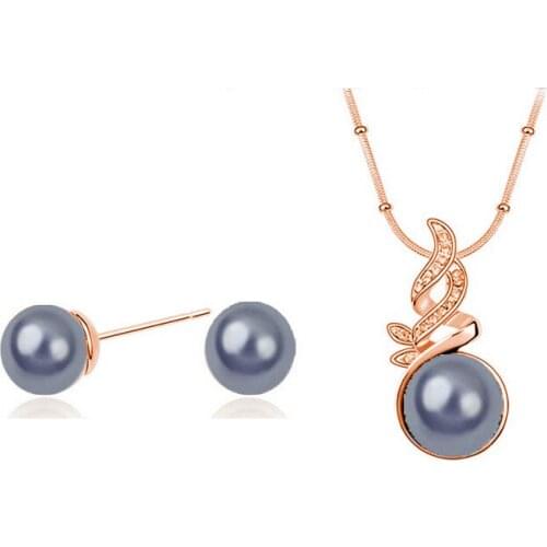 S081 Korean fashion jewely sets Necklace + Earrings Two-piece Set