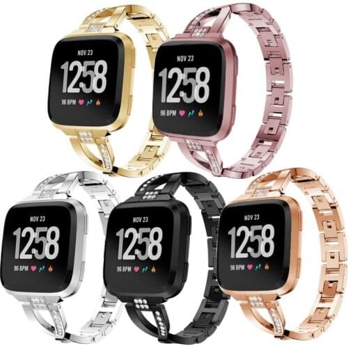 Metal Strap for Fitbit Versa 2 X Smart Watch Bracelet Diamond-studded Steel stainless Steel Wrist Strap For Fitbit Versa 2 X