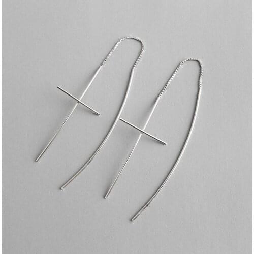 100% 925 sterling silver cross drop earring oorbellen, fashion boucles d'oreille women earrings ear line aretes brincos