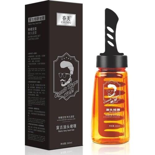 2-in-1 Mens Oil Head Hair Cream Hair Wax Gel With Comb Shaped Hair Oil Hair Styling Cream Fluffy Hair Pomade Wax 260ml