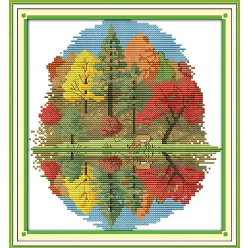 Suburban four seasons spring summer autumn cross stitch kit flowers 14ct 11ct count embroidery DIY handmade needlework plus