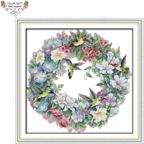 Joy Sunday D647(2) 14CT 11CT Stamped and Counted Home Decoration The Art of Hummingbirds Cross Stitch Kits